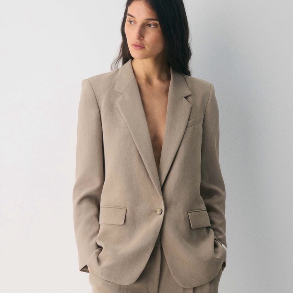 Aritzia Generation Wilfred Taupe Single-Button Blazer